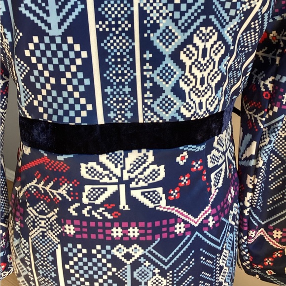 FLORYDAY Colorful Patterned Long Sleeve Coat With Velvet Accents M - Picture 7 of 10